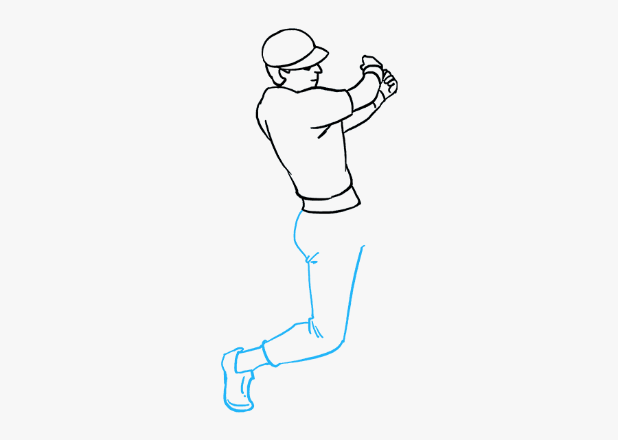 How To Draw Baseball Player - Line Art, Transparent Clipart
