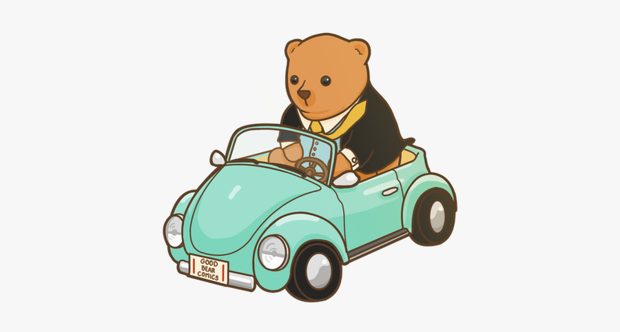 Clip Art Bear Driving Car - Bear In Tiny Car, Transparent Clipart