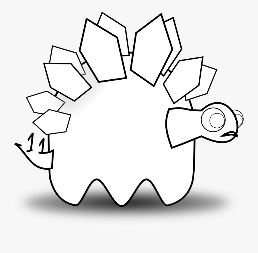 Stegosaurus Silhouette Outline Coloring Book Font Black - Illustration, Transparent Clipart