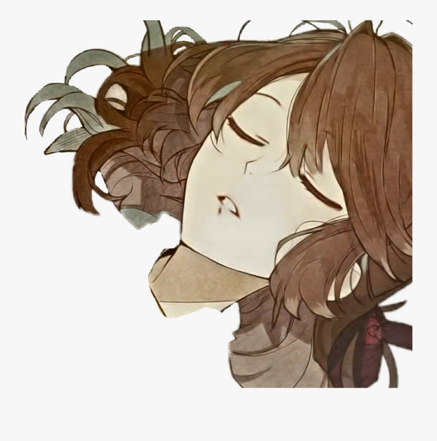#anime #sleeping #girl #sleepinggirl #brownhair #face - Anime Girl Sleeping Face, Transparent Clipart