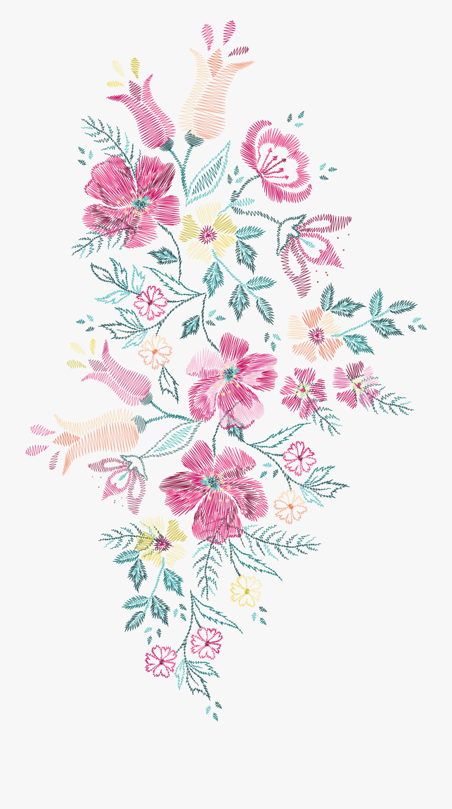 Flower Embroidery Euclidean Vector Floral Design - Flower Embroidery Png, Transparent Clipart