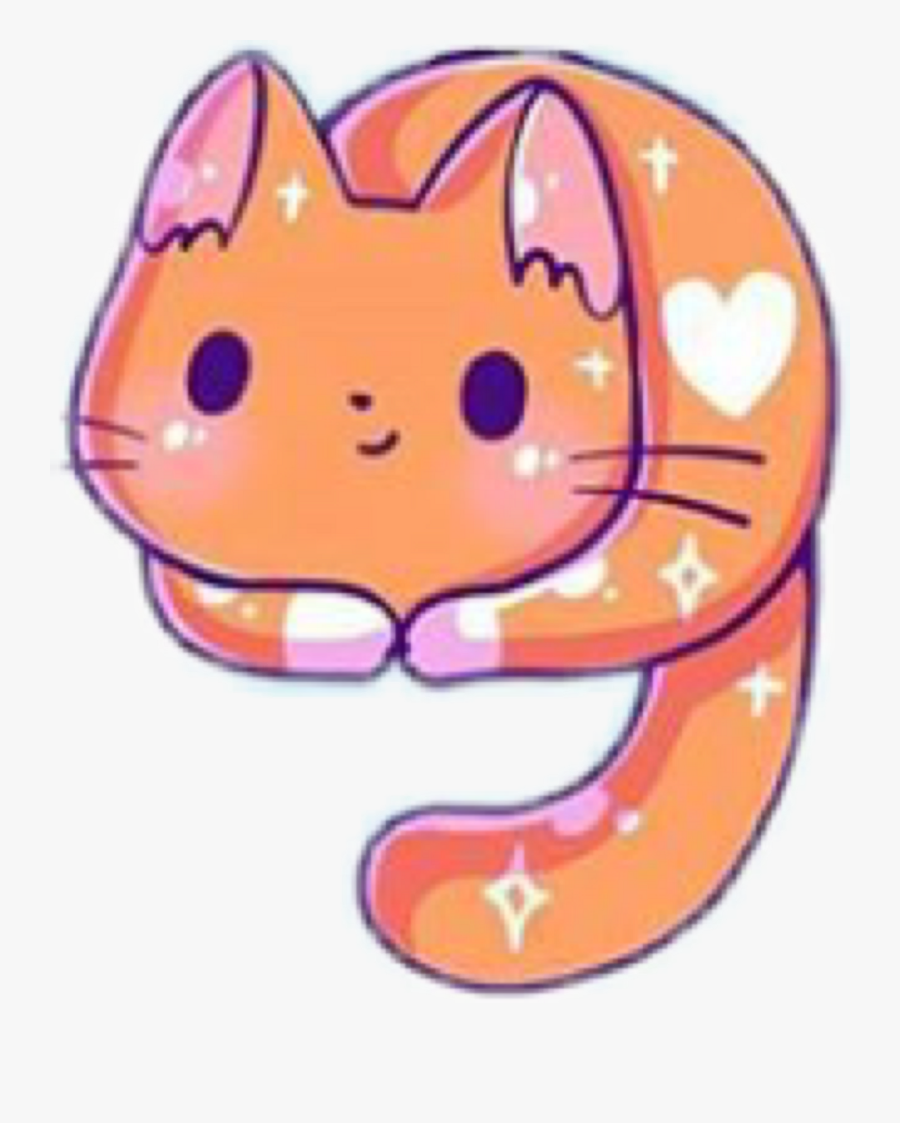Transparent Orange Cat Clipart - Cute Kitten Kawaii Cat, Transparent Clipart