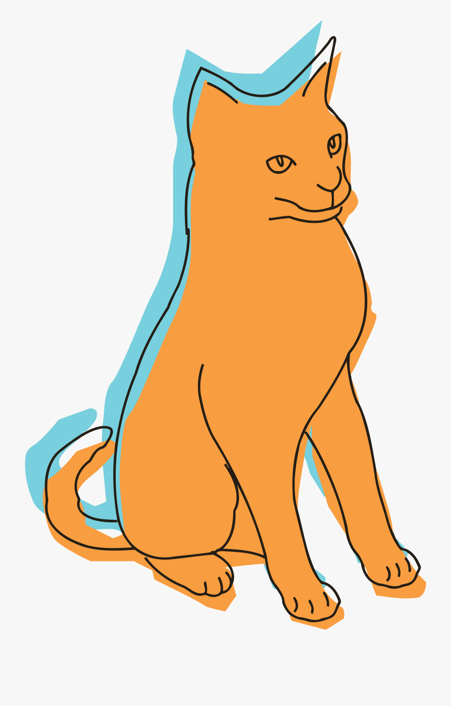 Free Clipart Of A Sitting Blue And Orange Cat - Cat, Transparent Clipart