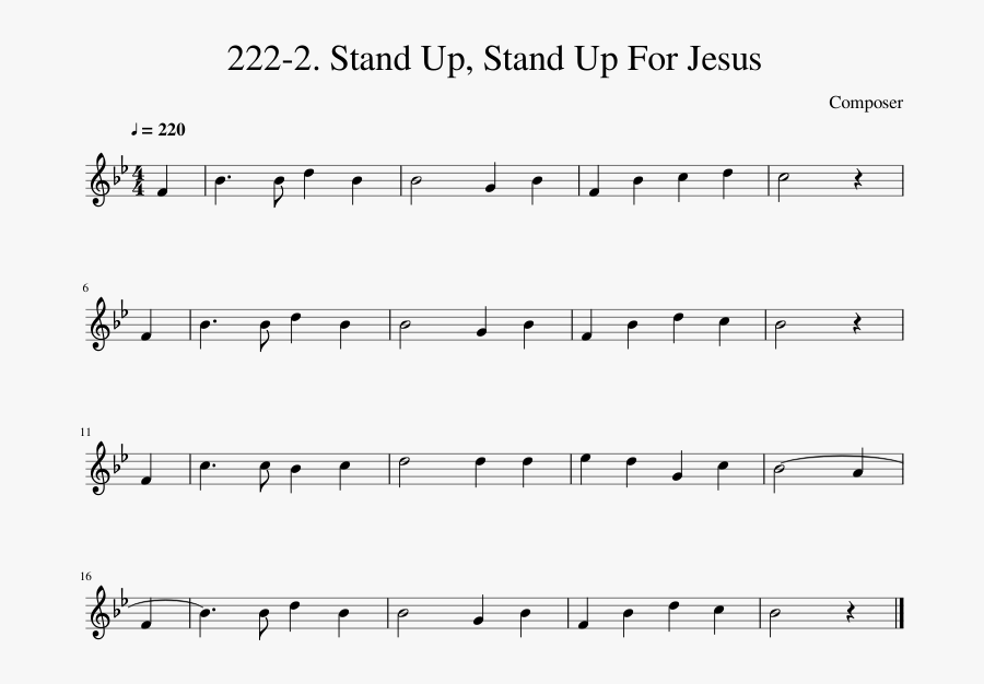 Stand Up, Stand Up For Jesus Sheet Music For Piano - New World Symphony French Horn, Transparent Clipart