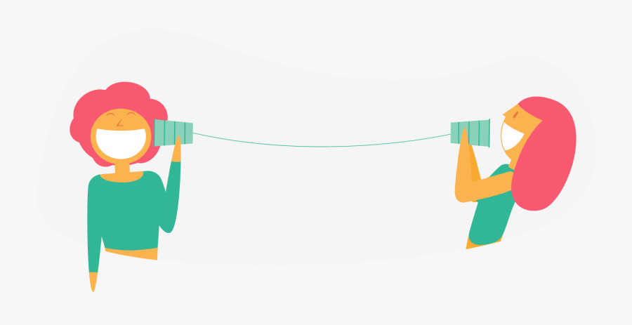 Girls Talking Through Tin Can Telephone - Illustration, Transparent Clipart