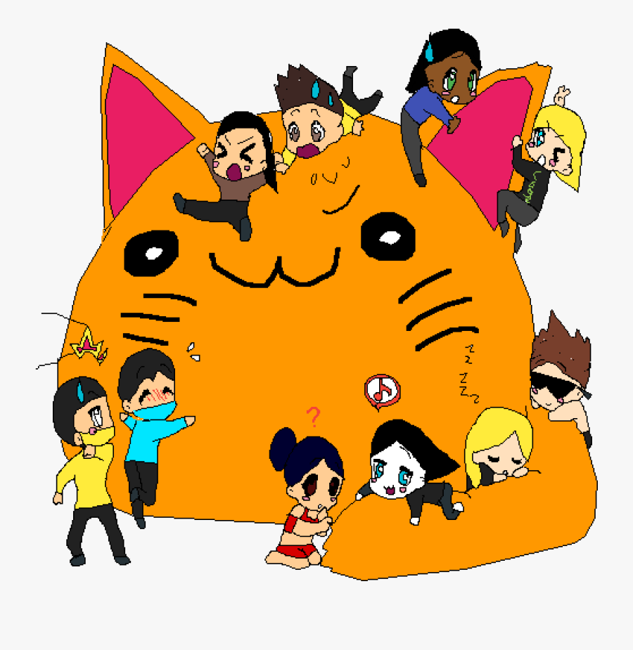Chibi Kombat Meet The Big Fluff Cat - Cartoon, Transparent Clipart