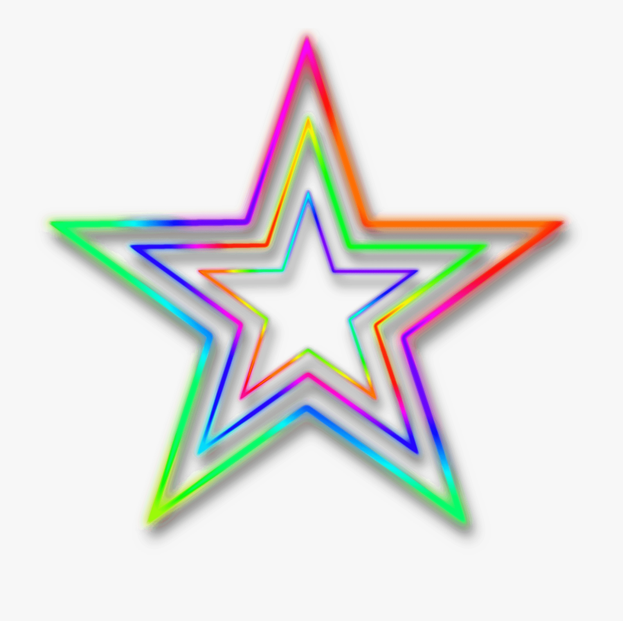 Neon Star - Silver Star Transparent Background, Transparent Clipart
