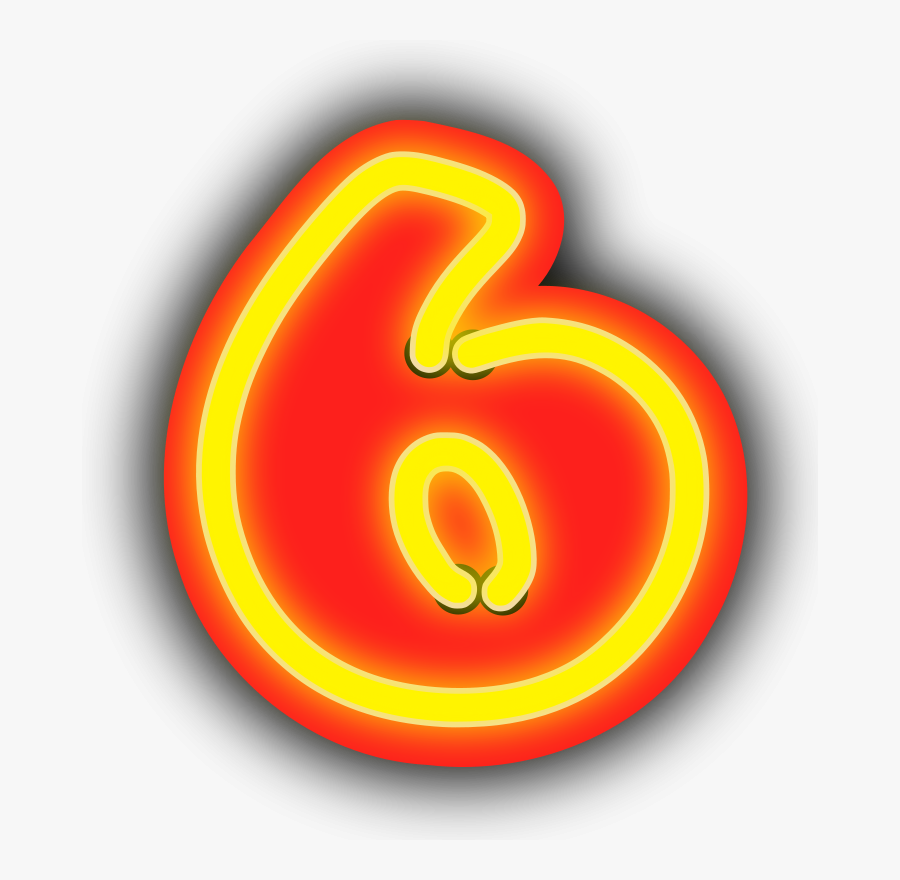 Neon Numerals-6 - Light Numeral Six, Transparent Clipart