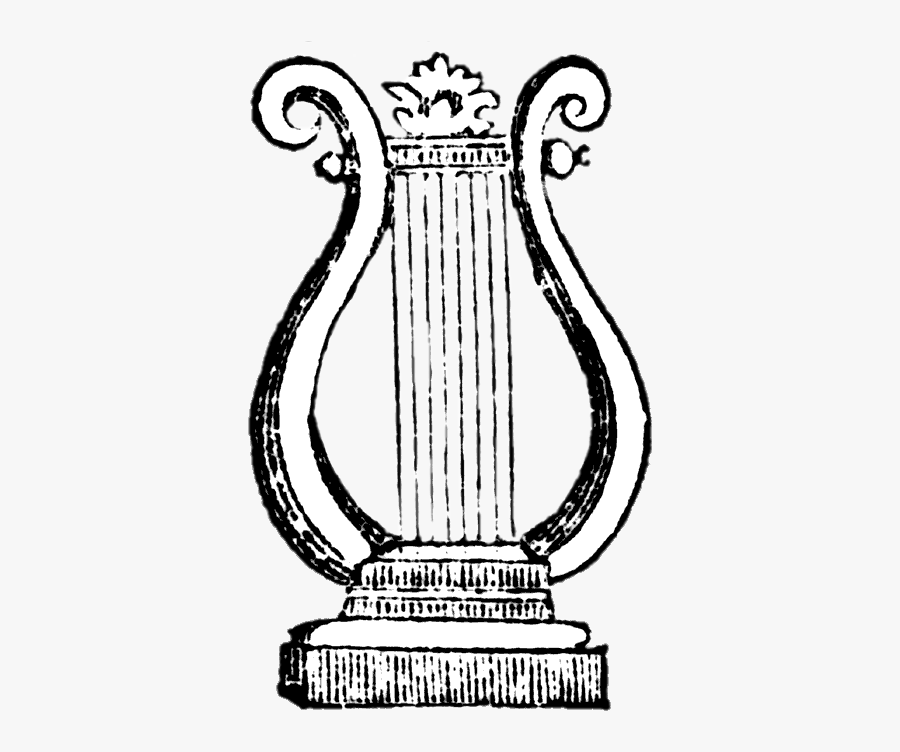 Harp Black And White Drawing - Dibujo De Un Arpa, Transparent Clipart