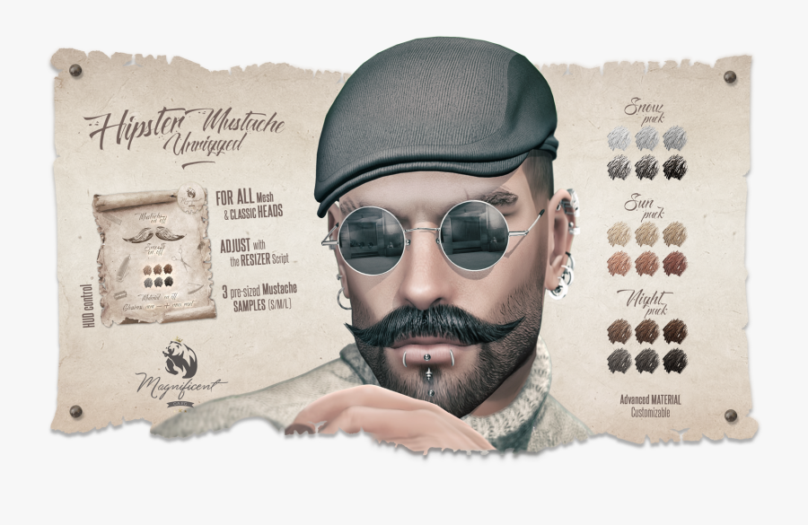 Mesh Mustaches & Beards Collection - Moustache Hipster, Transparent Clipart