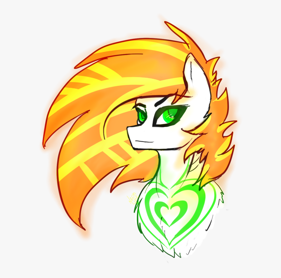 Neon Line, Bust, Female, Green Eyes, Mare, Multicolored - Cartoon, Transparent Clipart
