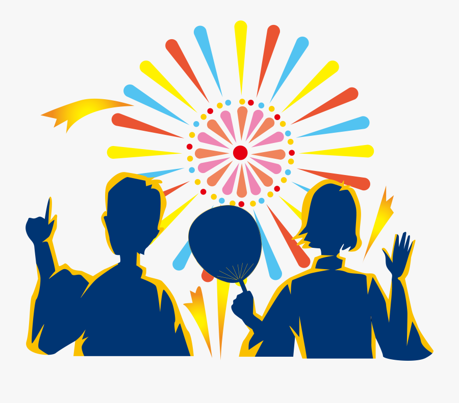 Couple Watching Fireworks Festival - Circle, Transparent Clipart