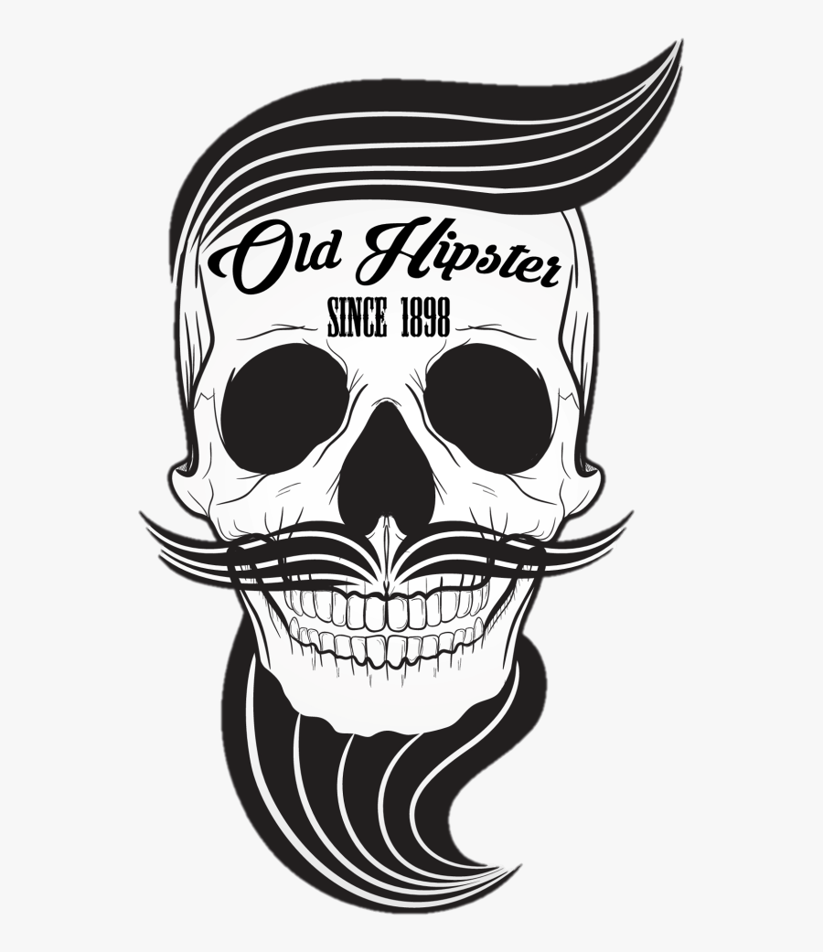 Clip Art Hipster Skull - Tattoo For Men Barber, Transparent Clipart