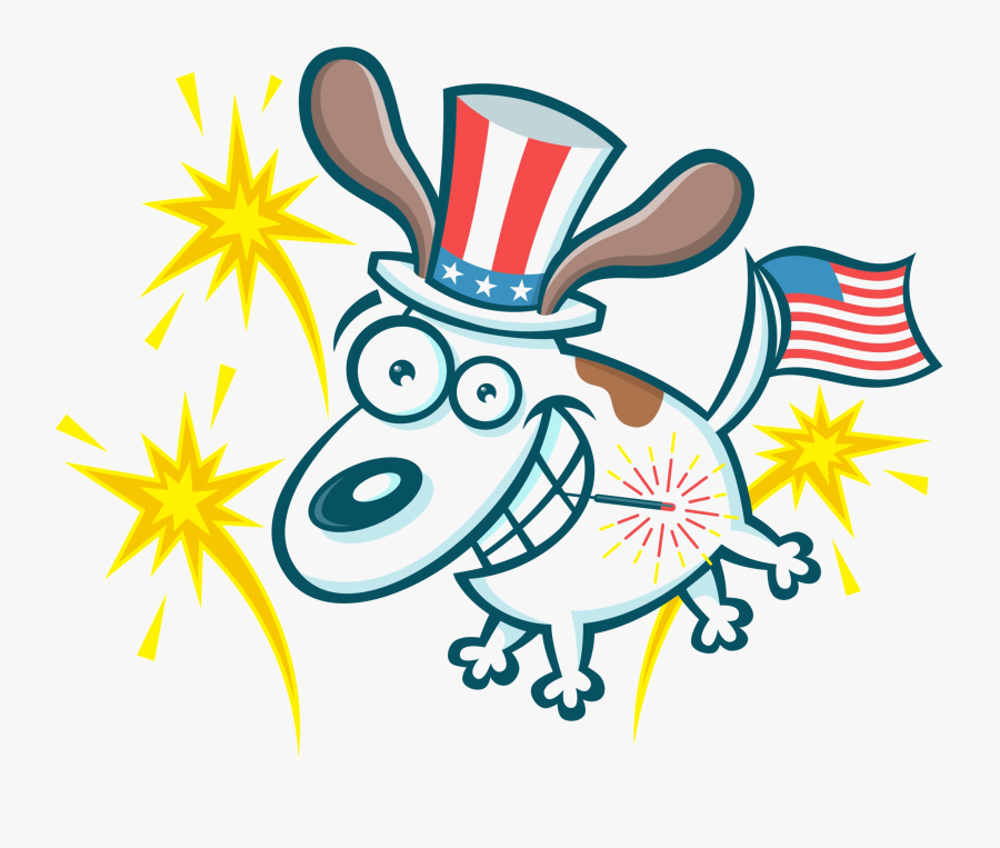 Cartoon Independence Day Fireworks Clipart Independence - 4th Of July Dog Clipart, Transparent Clipart
