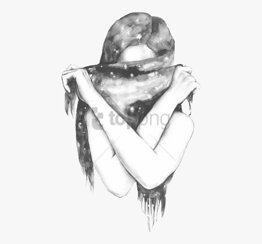 Drawing Of Girl Tumblr Hipster Png Image With Transparent - Girl Drawing Transparent Background, Transparent Clipart