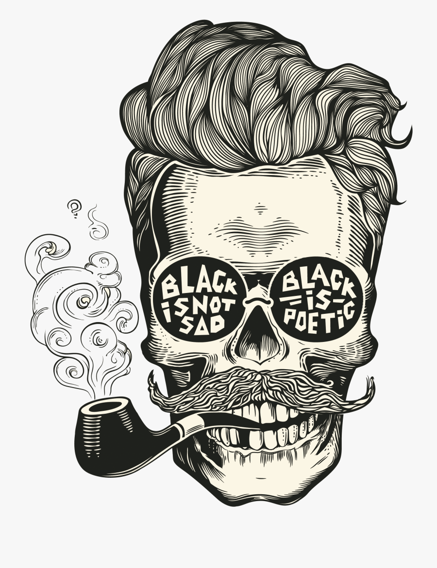 Clip Art Calavera Cr Neo Fumar - Skull Black Is Not Sad, Transparent Clipart