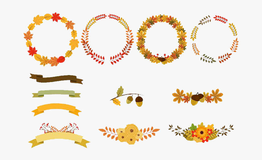 Wreath Autumn Flower Clip Art - Fall Flowers Clip Art, Transparent Clipart