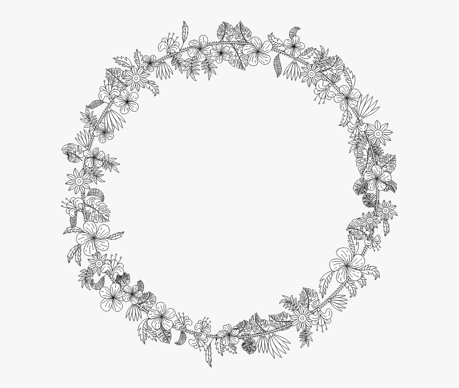 Flower Wreath Clipart Black And White - Transparent Flower Wreath Png Black And White, Transparent Clipart