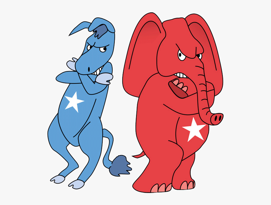 Trump Inhabits Hyper-partisan Presidency - Republicans And Democrats Fighting, Transparent Clipart