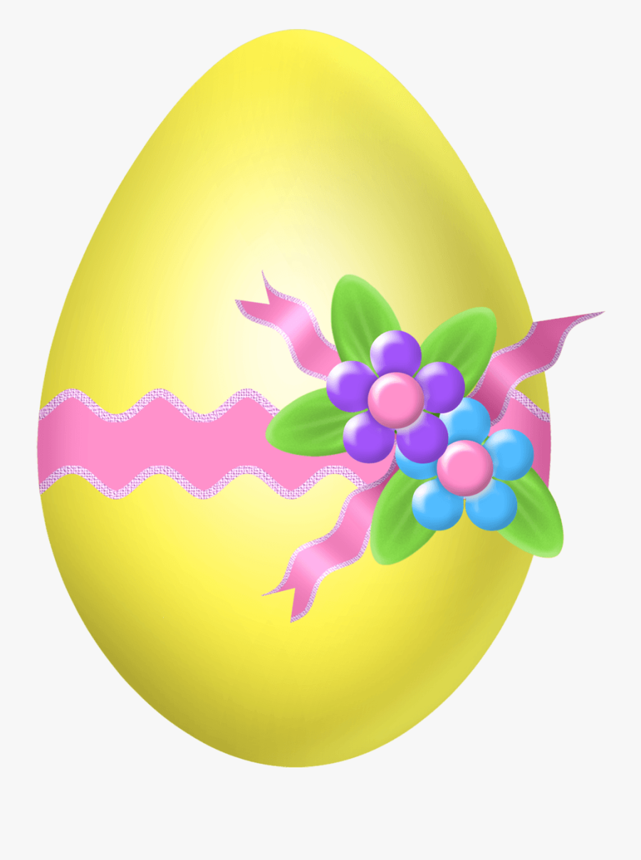 Easter Yellow Egg With Flower Decoration Png Clipart - Egg Pastel Clipart Png, Transparent Clipart