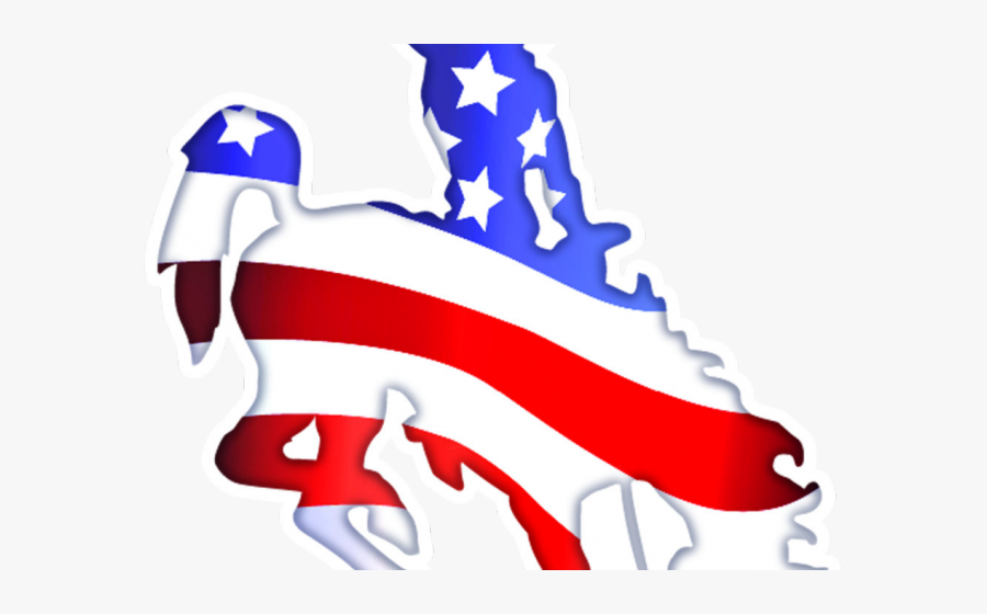 Patriotic Flag Clipart Political - Wyoming Bucking Horse American Flag, Transparent Clipart