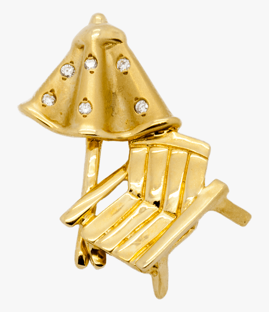 Transparent Beach Umbrella And Chair Png - Gold, Transparent Clipart