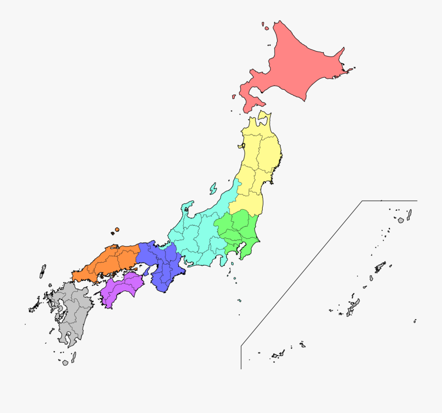 Clip Art Japan Political Map - Japan Map Colored, Transparent Clipart