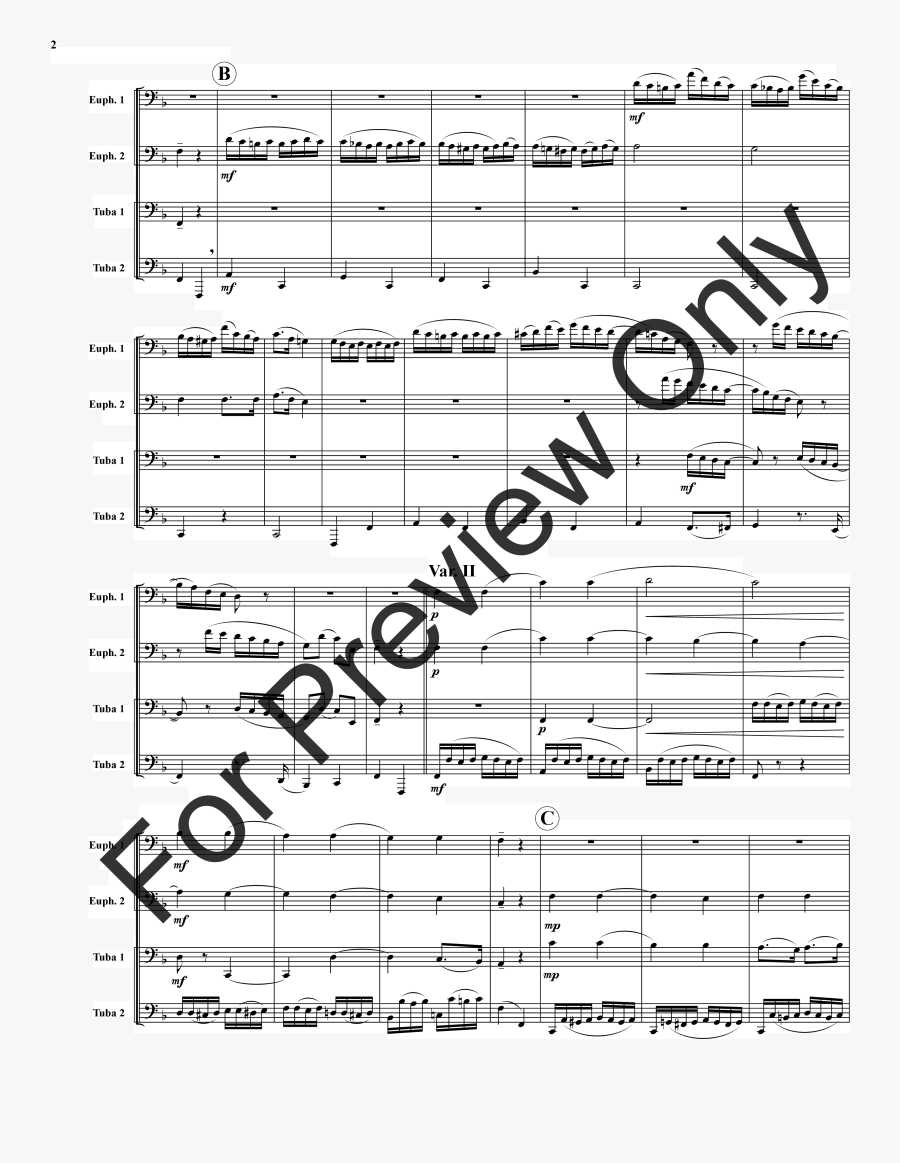 Twinkle Twinkle Little Star-tuba 4t Thumbnail - Sheet Music, Transparent Clipart