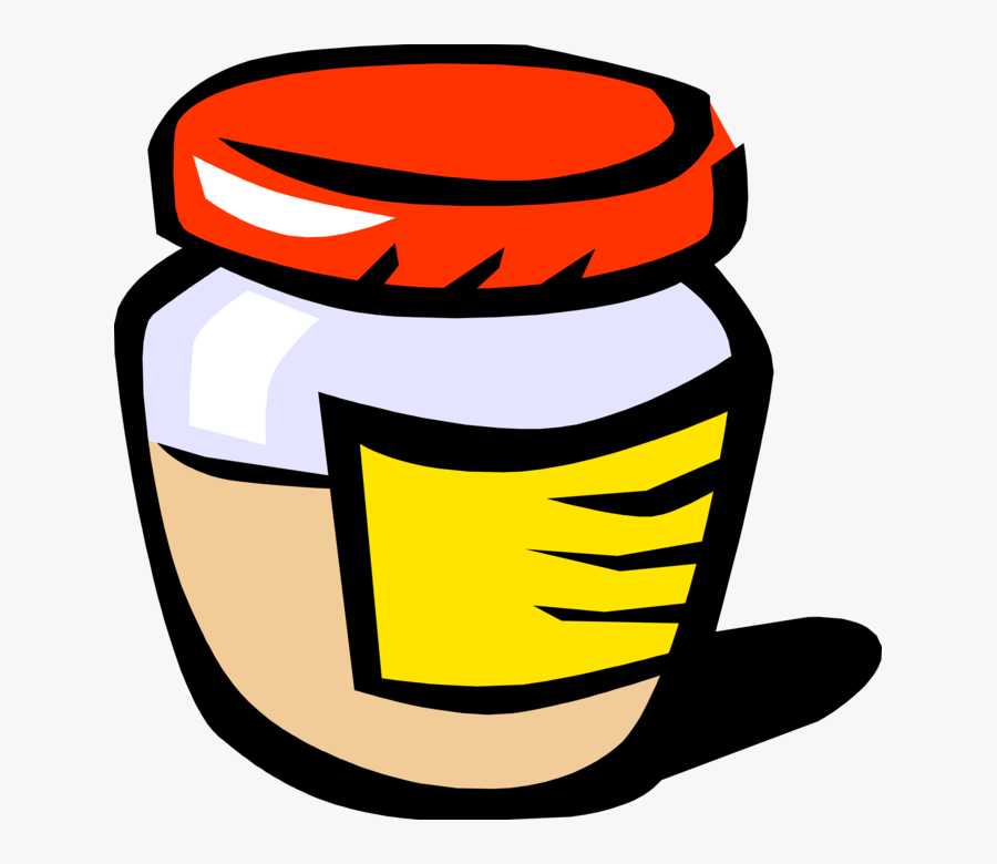 Vector Illustration Of Mustard Condiment Jar Clipart - Jar Clip Art, Transparent Clipart