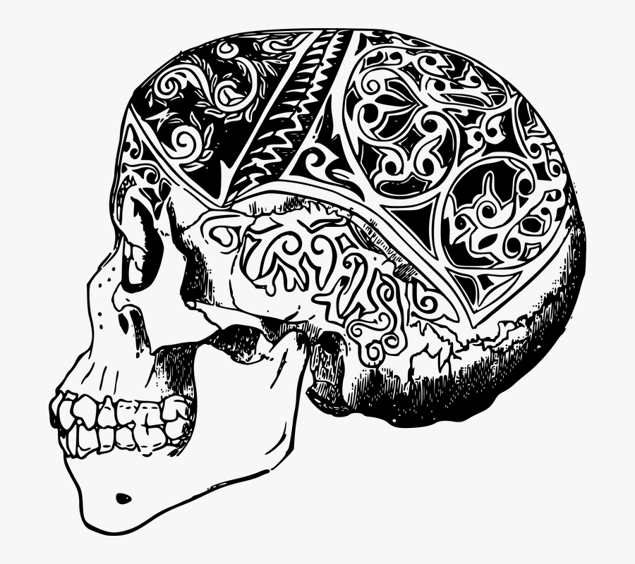 Borneo, Decorated, Skull, Trophy - Tattoo Png, Transparent Clipart