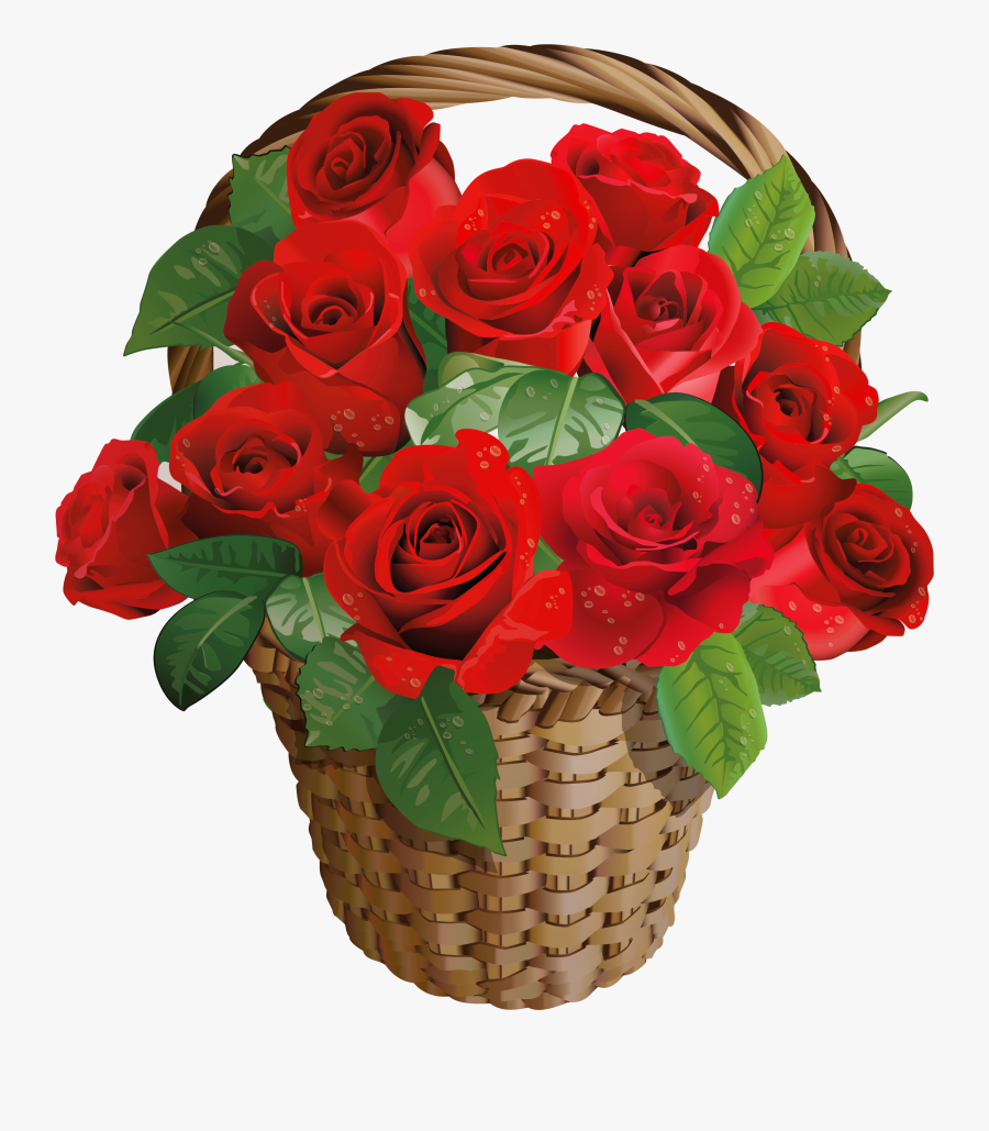 Rose Basket Png, Transparent Clipart