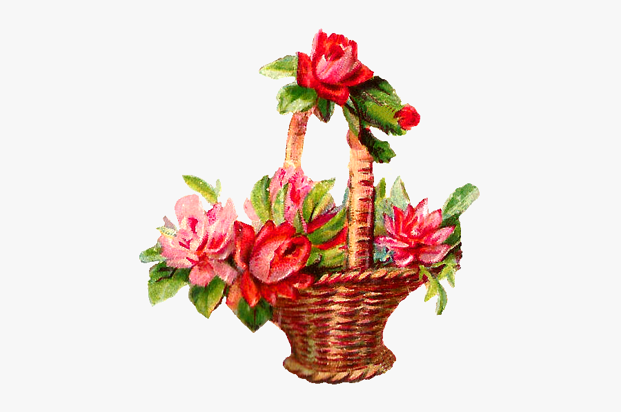 Printable Red Rose Basket Graphics - Rose, Transparent Clipart