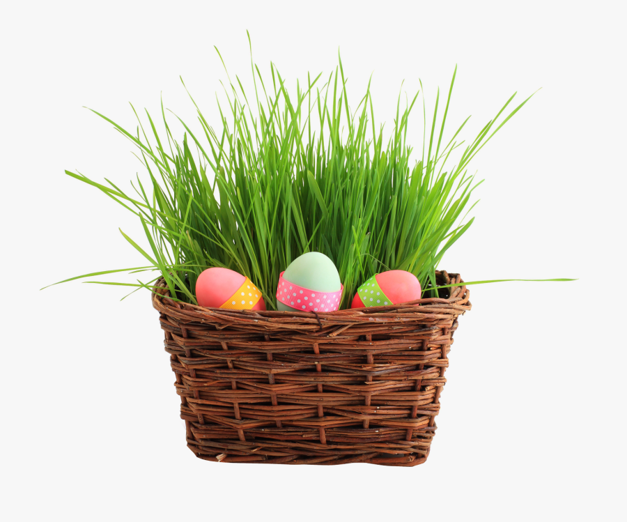Easter Basket Png Transparent Picture - Пасхальный Декор С Травой, Transparent Clipart