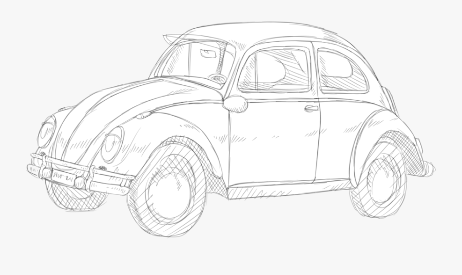 Volkswagen Drawing Sketch Transparent Png Clipart Free - Beetle Car Sketch, Transparent Clipart