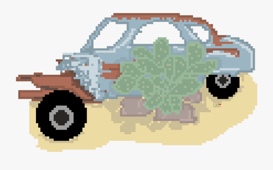 Pixel Art Of Broken Down And Rusted Old Vw Bug With, Transparent Clipart