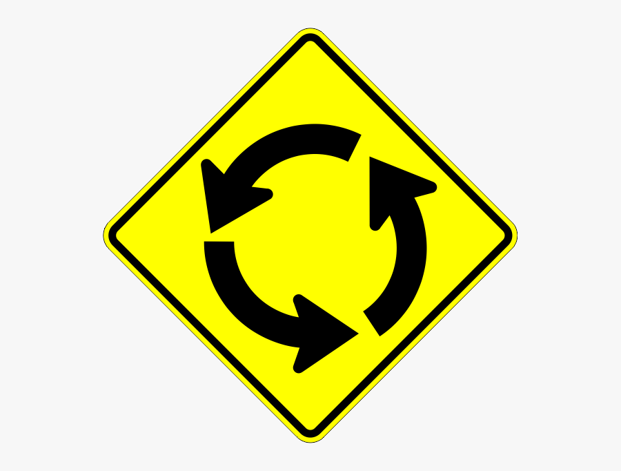 W2-6 Roundabout Intersection Warning Sign Clipart , - Roundabout Sign Png, Transparent Clipart