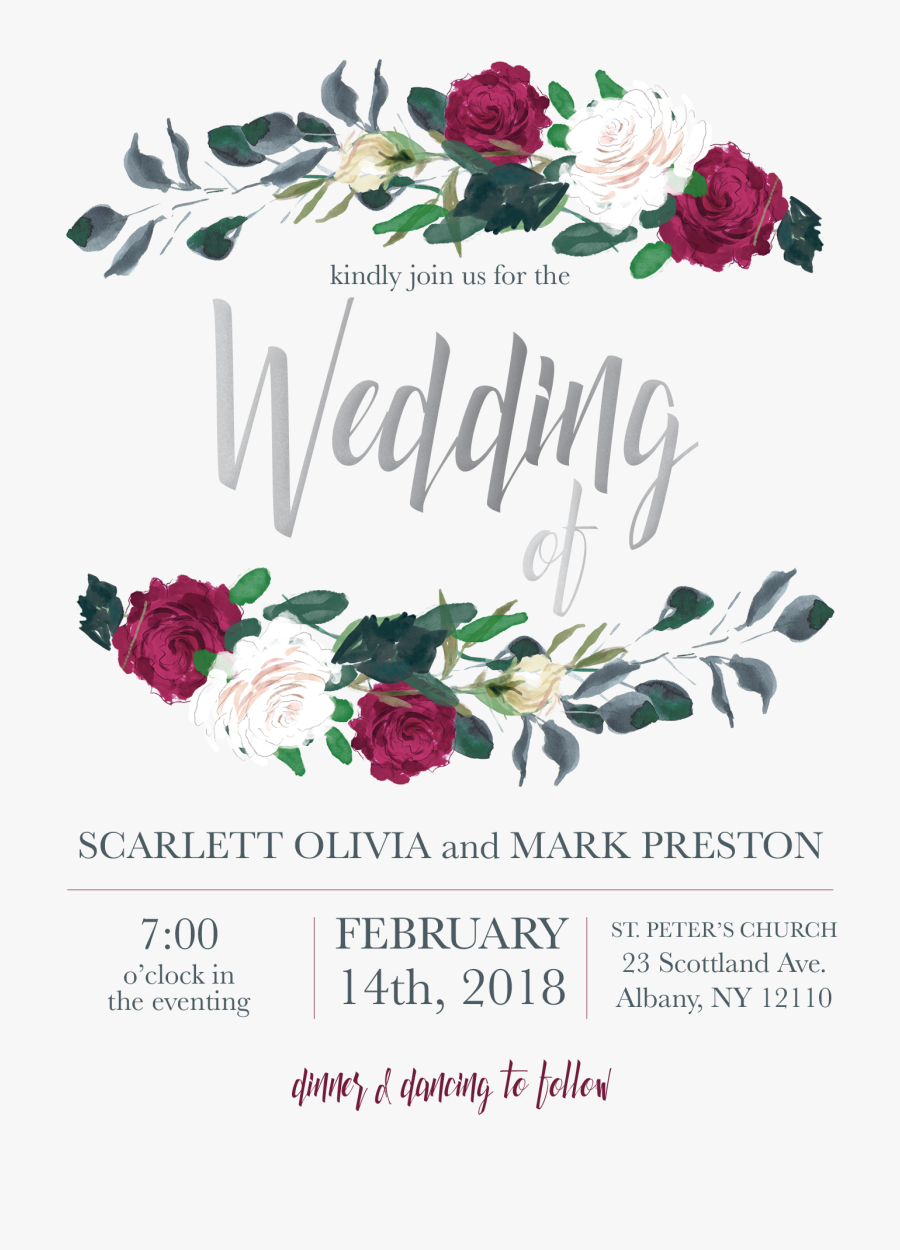 Clip Art Floral Simple Invitation Elegant - Transparent Background Wedding Flowers Flowers Png, Transparent Clipart