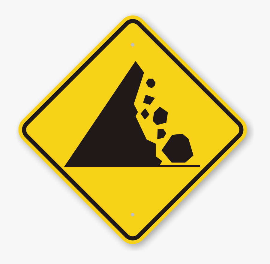 Falling Mountain Rocks Symbol Road Warning Sign, Sku - Steep Hill Ahead Sign, Transparent Clipart