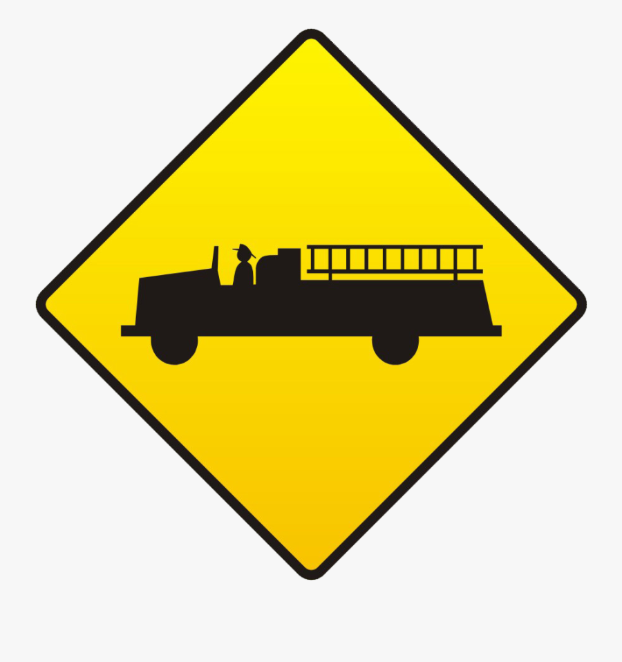 Fire Engine Sign - Emergency Vehicles Warning Sign, Transparent Clipart