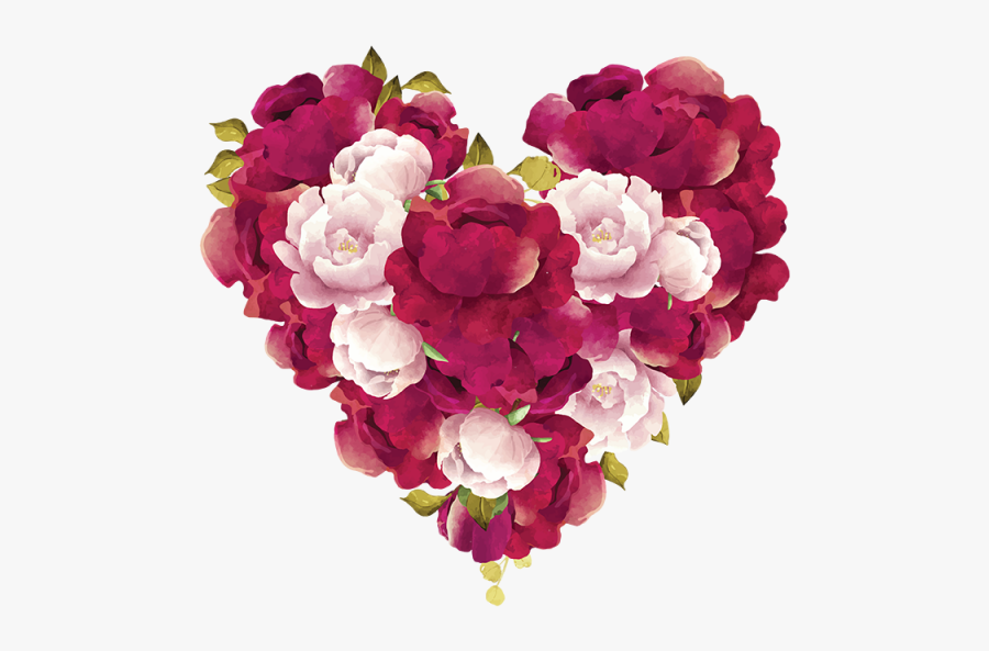 Clip Art Pink And Burgundy Wedding - Flower In Love Shape, Transparent Clipart