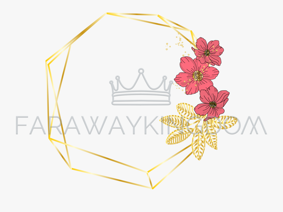 Red Flower Wedding Floral Golden Vector Illustration - Wedding Floral Frame Vector, Transparent Clipart