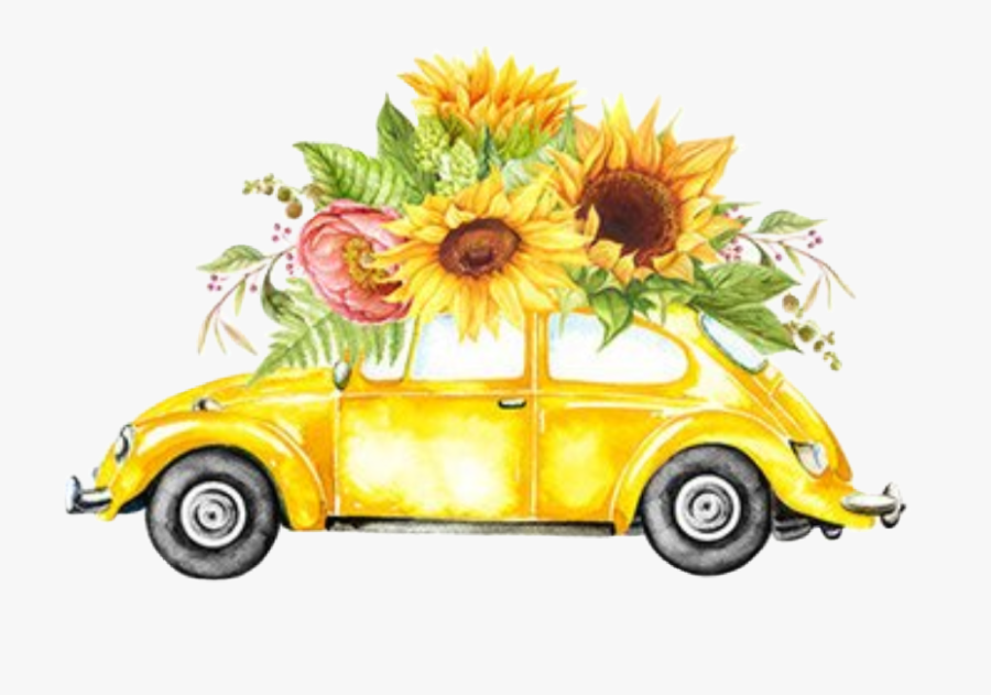 #watercolor #flowers #floral #bouquet #sunflowers #arrangement - Vw Watercolor, Transparent Clipart