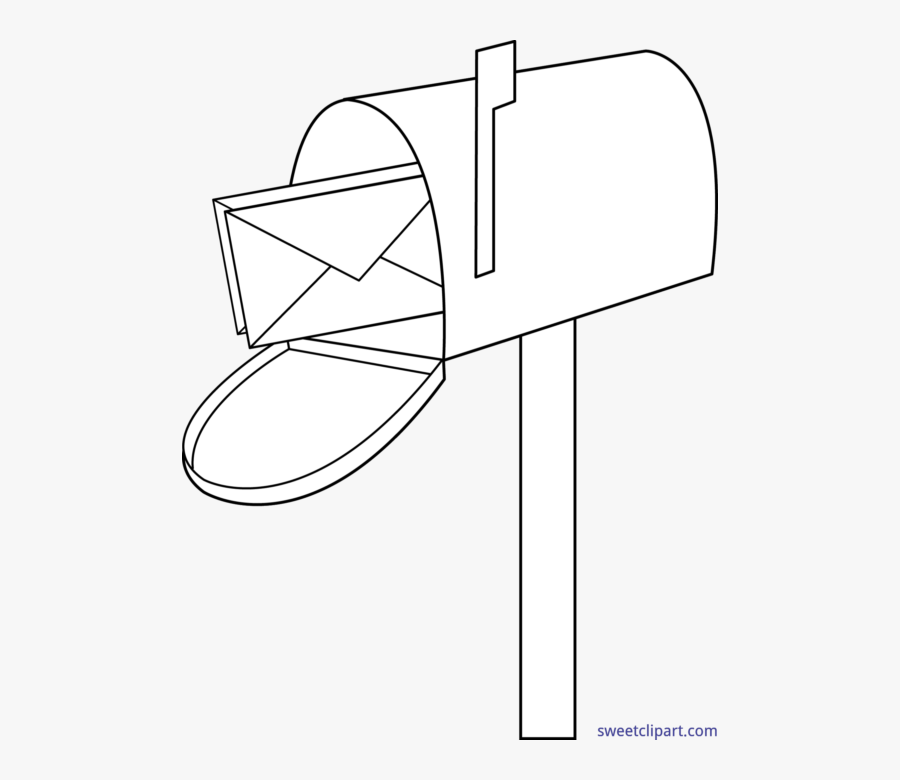 Lineart Mail Box - Black And White Mailbox Clip Art , Free Transp...