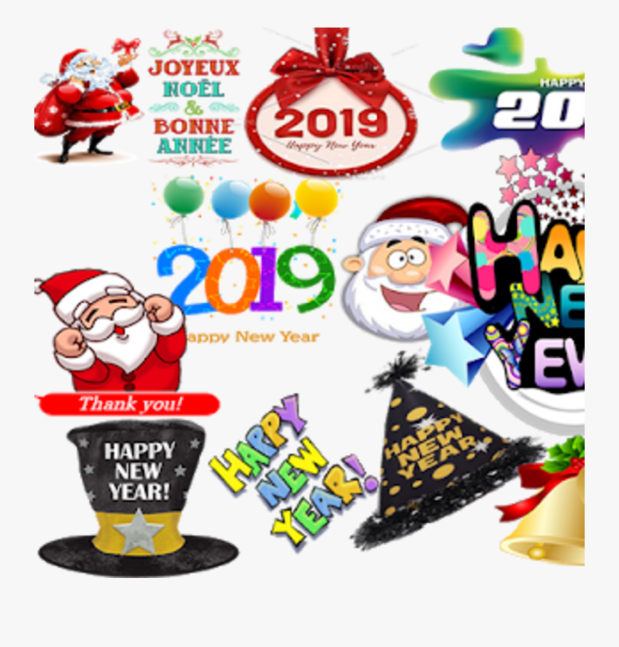 Stickers Happy New Year, Transparent Clipart