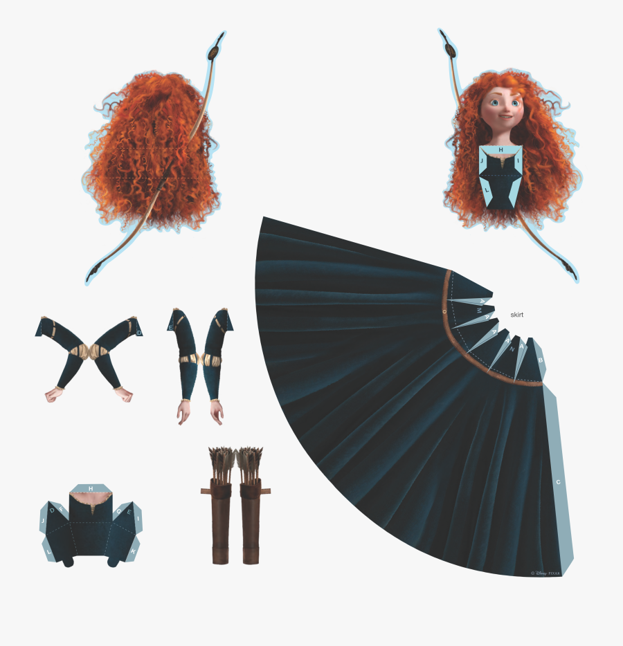 Molde Princesa Merida Paper Craft Png - Disney Princess 3d Paper Dolls Merida, Transparent Clipart