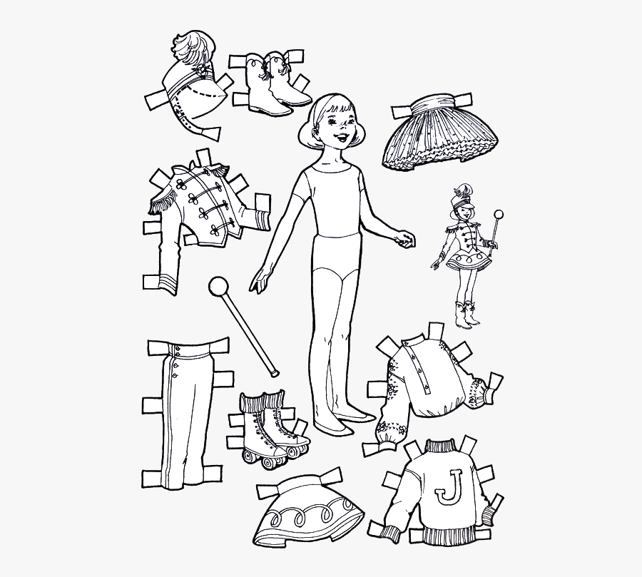 Transparent Paper Doll Clipart - Cut Out And Color, Transparent Clipart