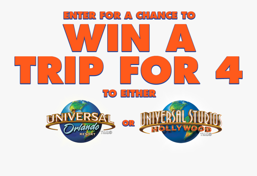 Enter To Win A Trip For 4 To Universal Orlando Or Universal - Universal Studios Hollywood, Transparent Clipart
