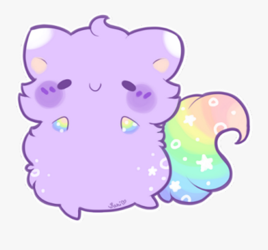 Purple Rainbow Blush Cat Kitty Kawaii Cute Kawaiicute - Cute Chibi Animals Png, Transparent Clipart