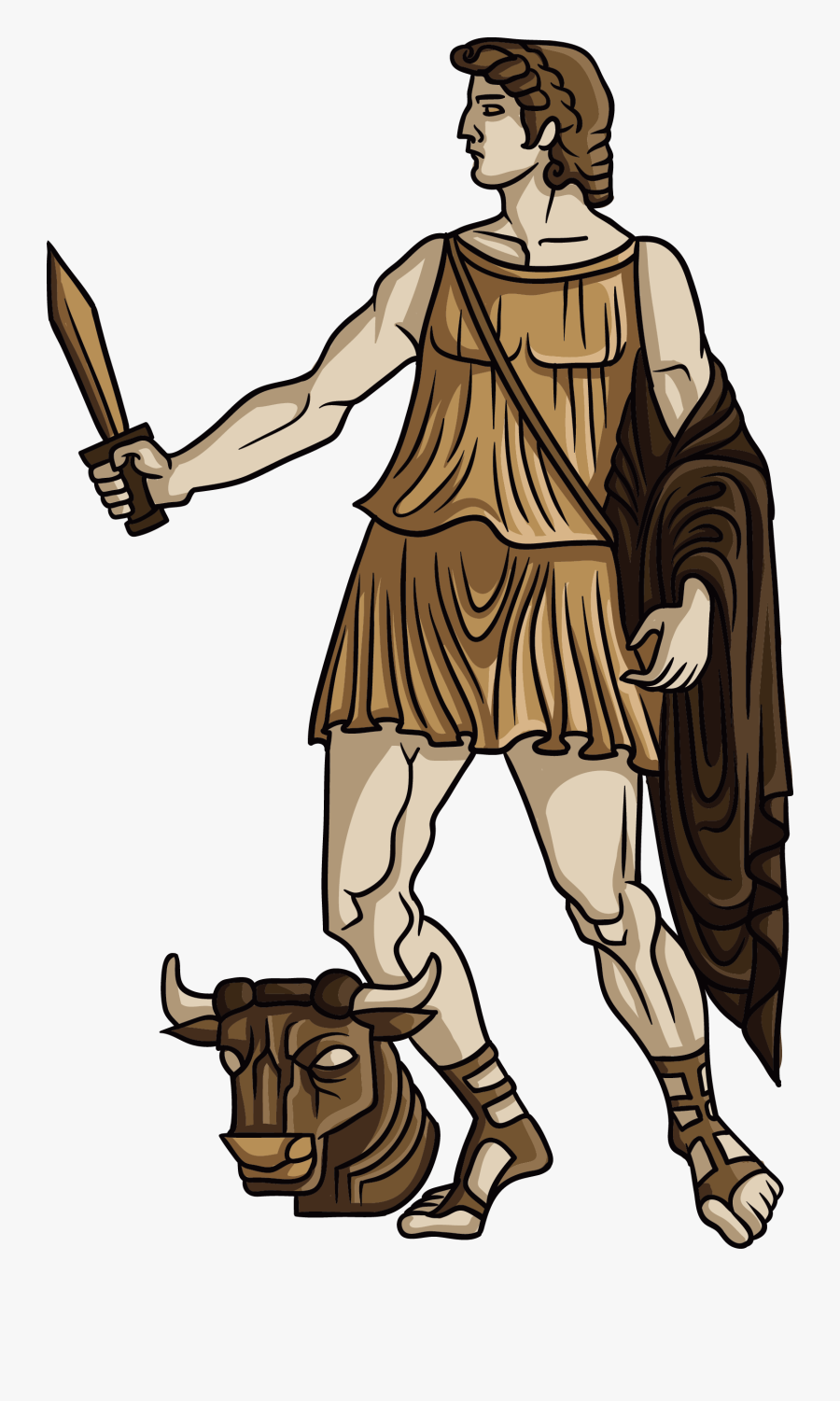 Transparent Poseidon Clipart - Greek Mythology Theseus Cartoon, Transparent Clipart