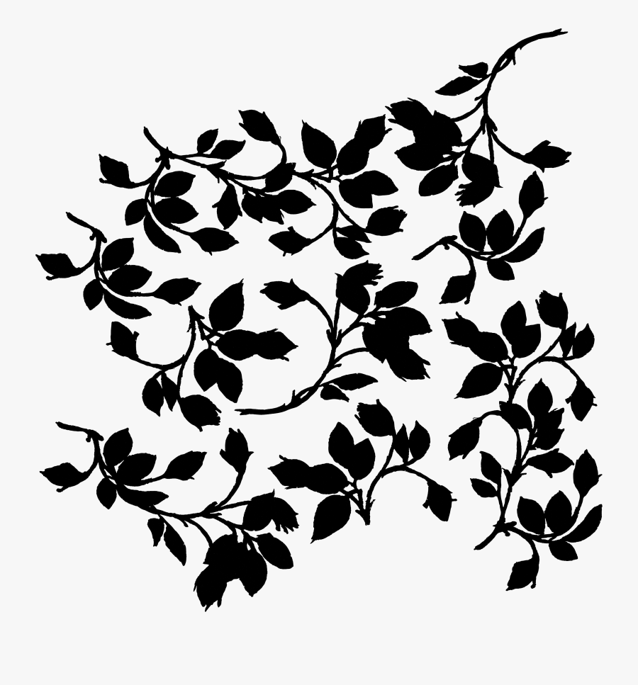 Black & White - Leaf Pattern Silhouette Png, Transparent Clipart